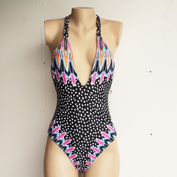 Plunge Macrame Strappy Back Swimsuit - Picture 4 of 7